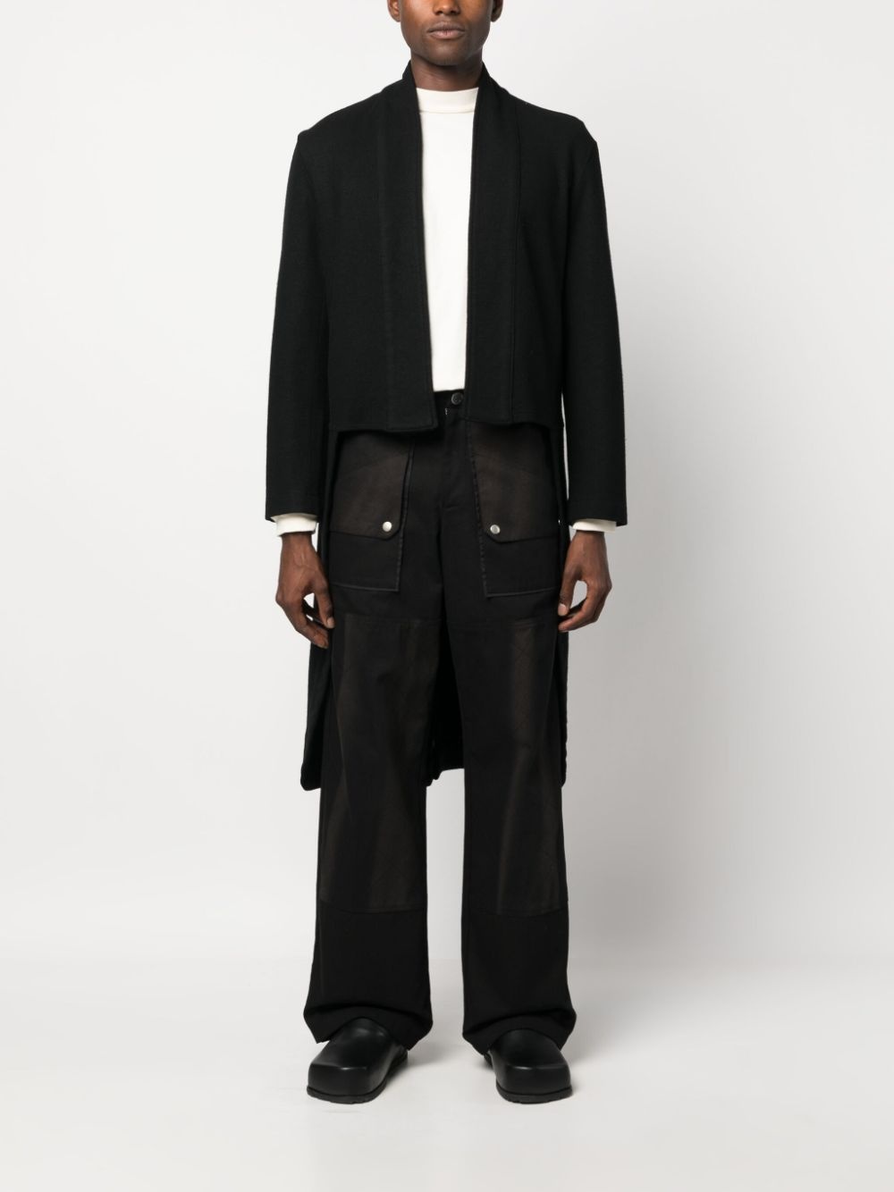 high-low hem wool coat - 2