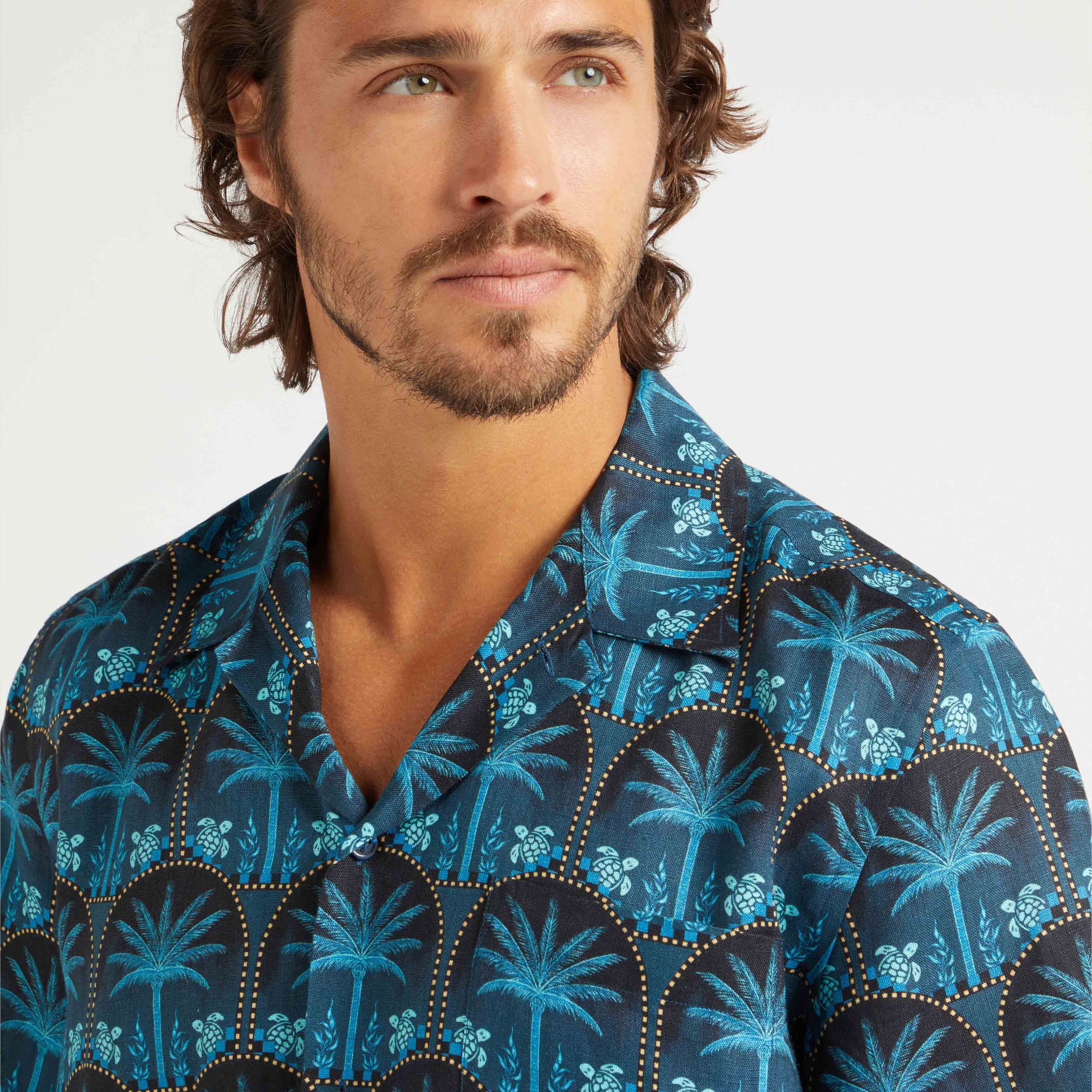 Men Linen Bowling Shirt - Vilebrequin x Abu Dhabi - 6