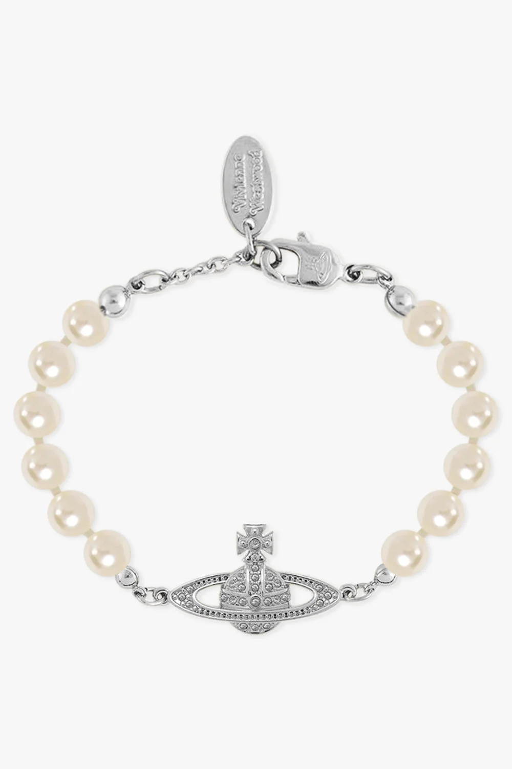 MINI BAS RELIEF PEARL BRACELET | WHITE/SILVER - 1