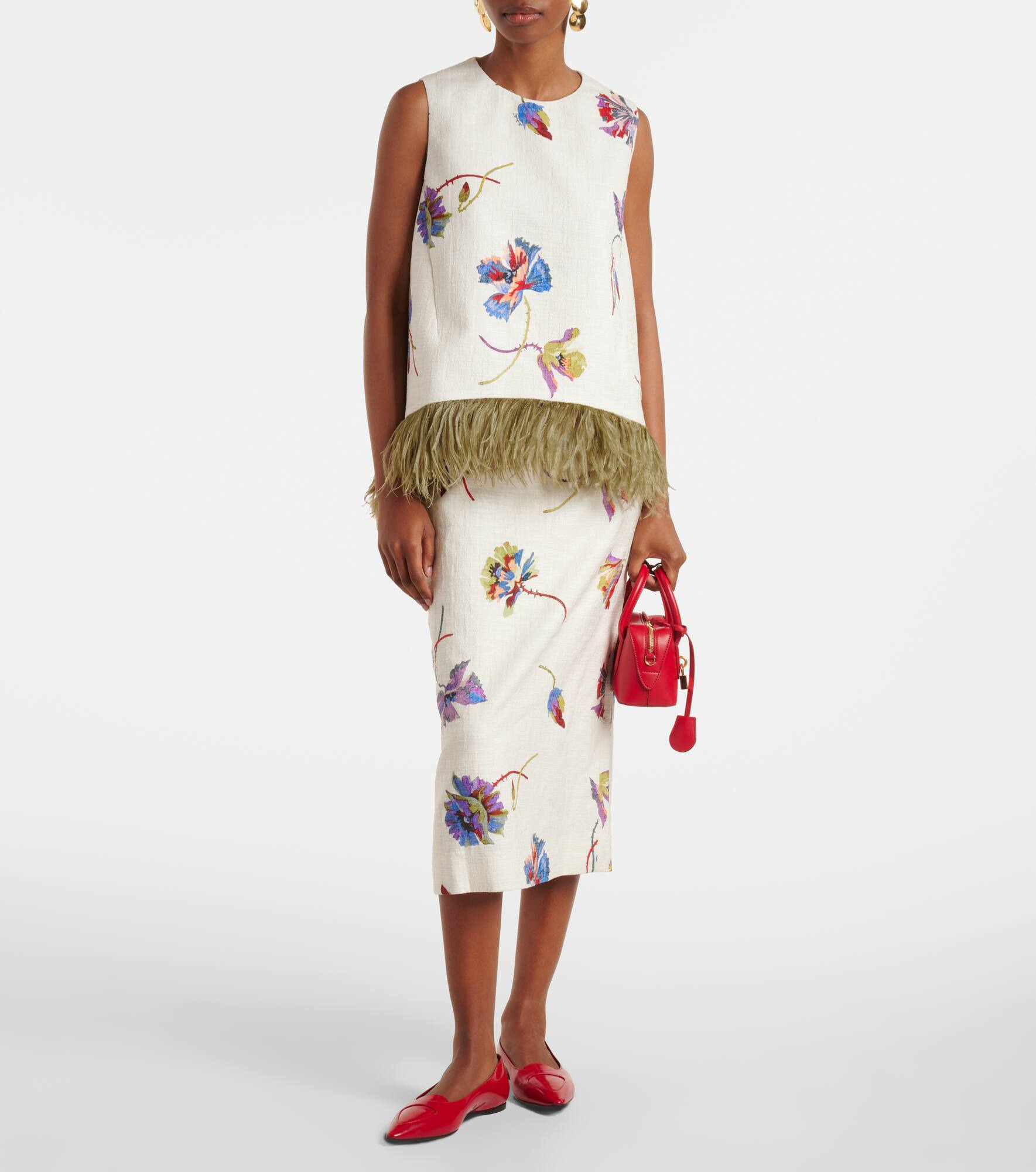 La Scala feather-trimmed cotton top - 2