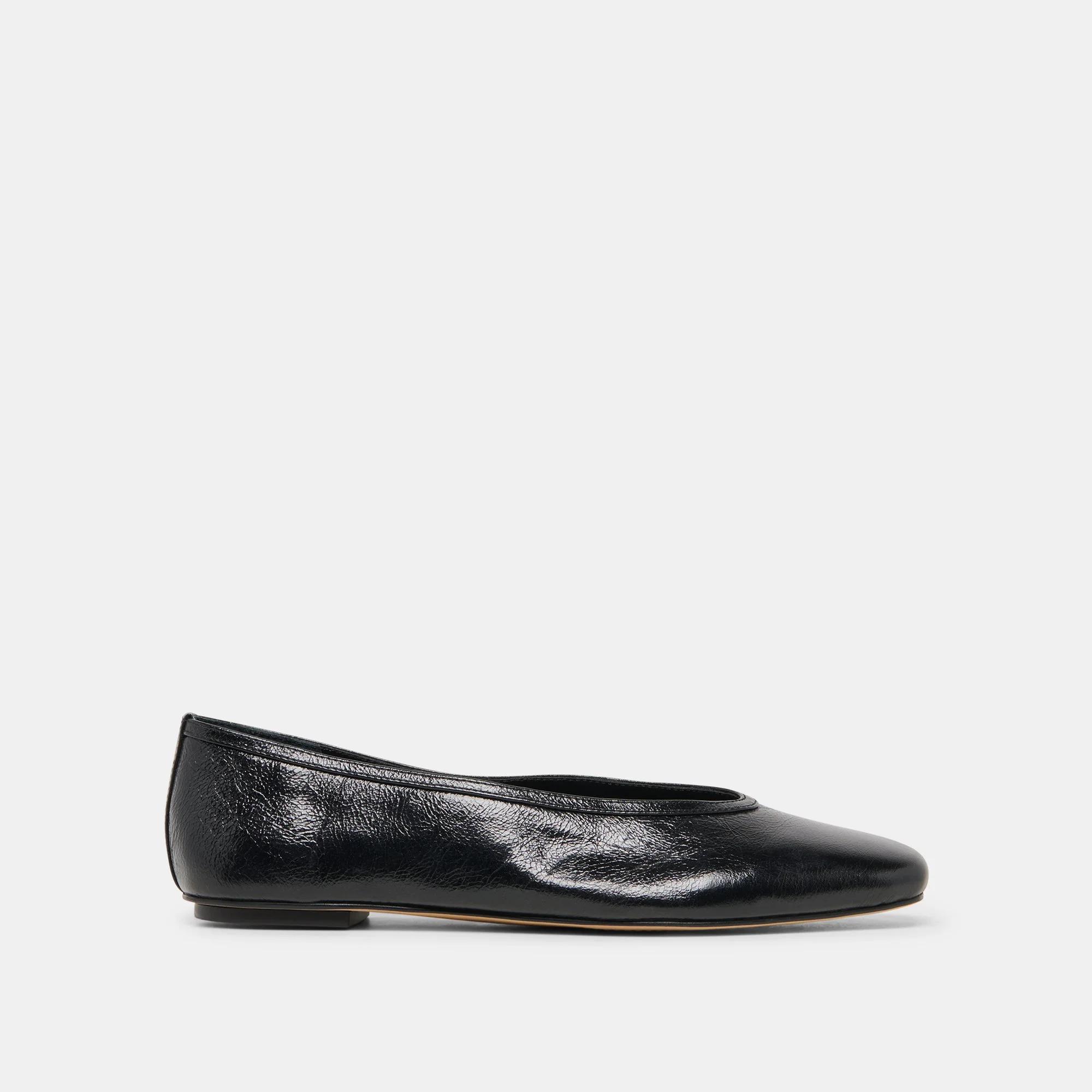 CARET BALLET FLATS BLACK LEATHER - 1