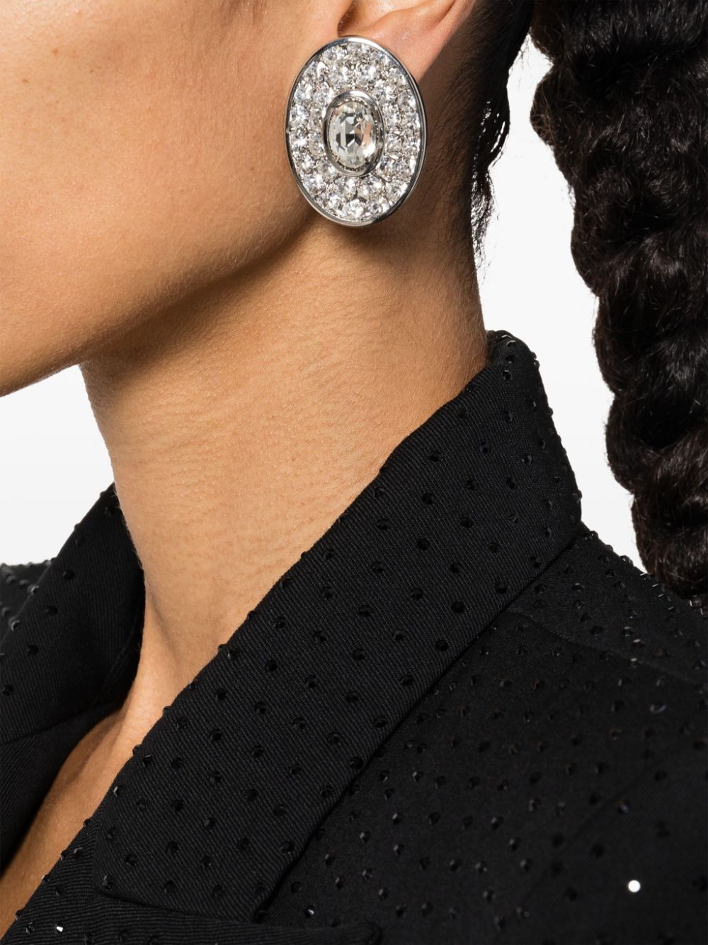 crystal-embellished clip-on earrings - 2