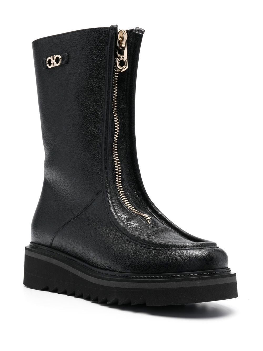 50mm zip-front leather boots - 2