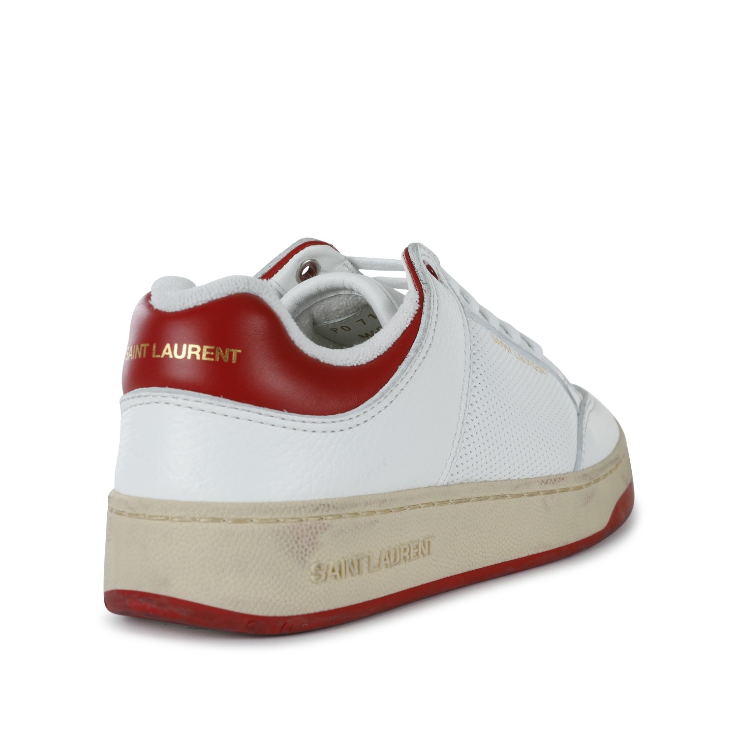 WHITE AND RED LEATHER SL/61 SNEAKERS - 3