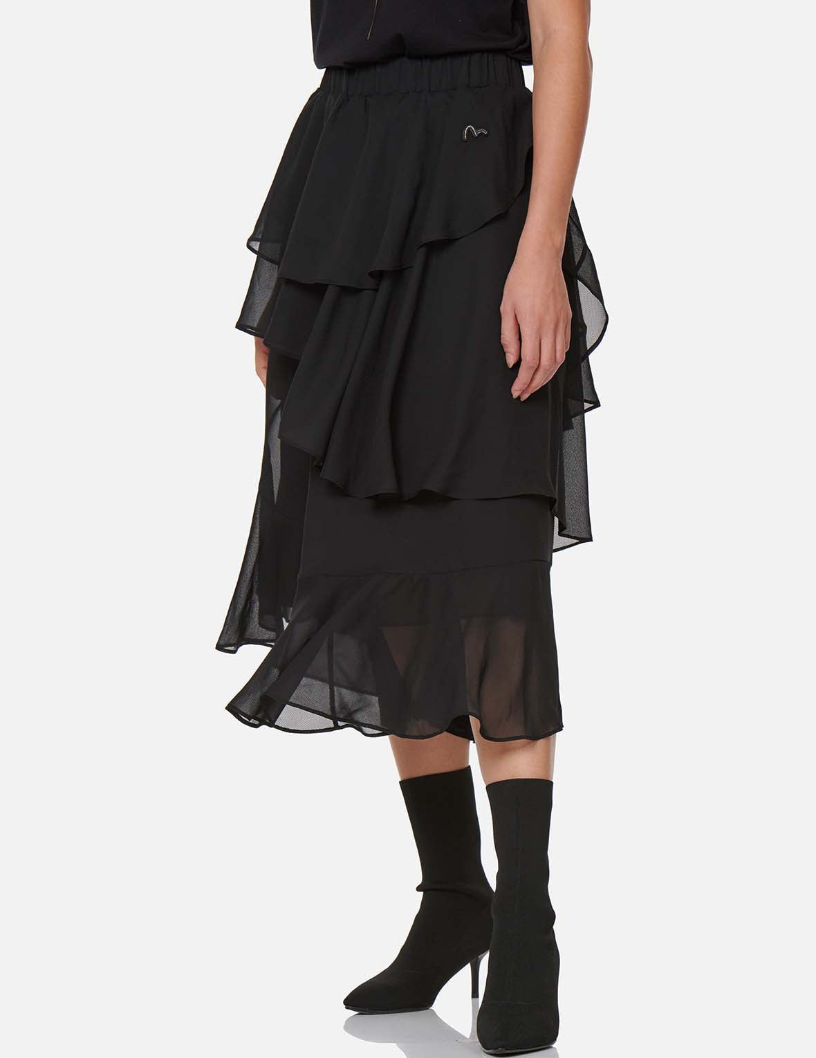Asymmetric Layered Skirt - 7