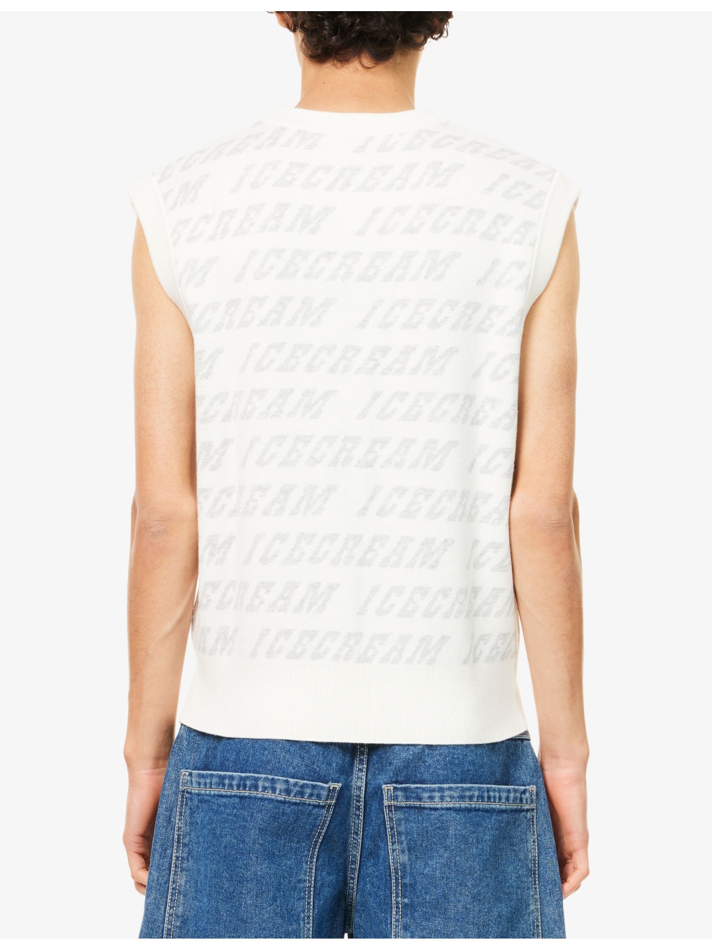 Repeat Logo V-Neck Cotton And Wool Vest - 4