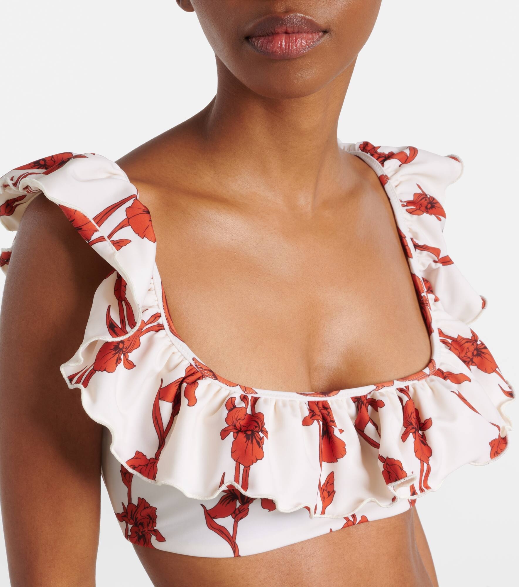 Floral ruffled bikini top - 4