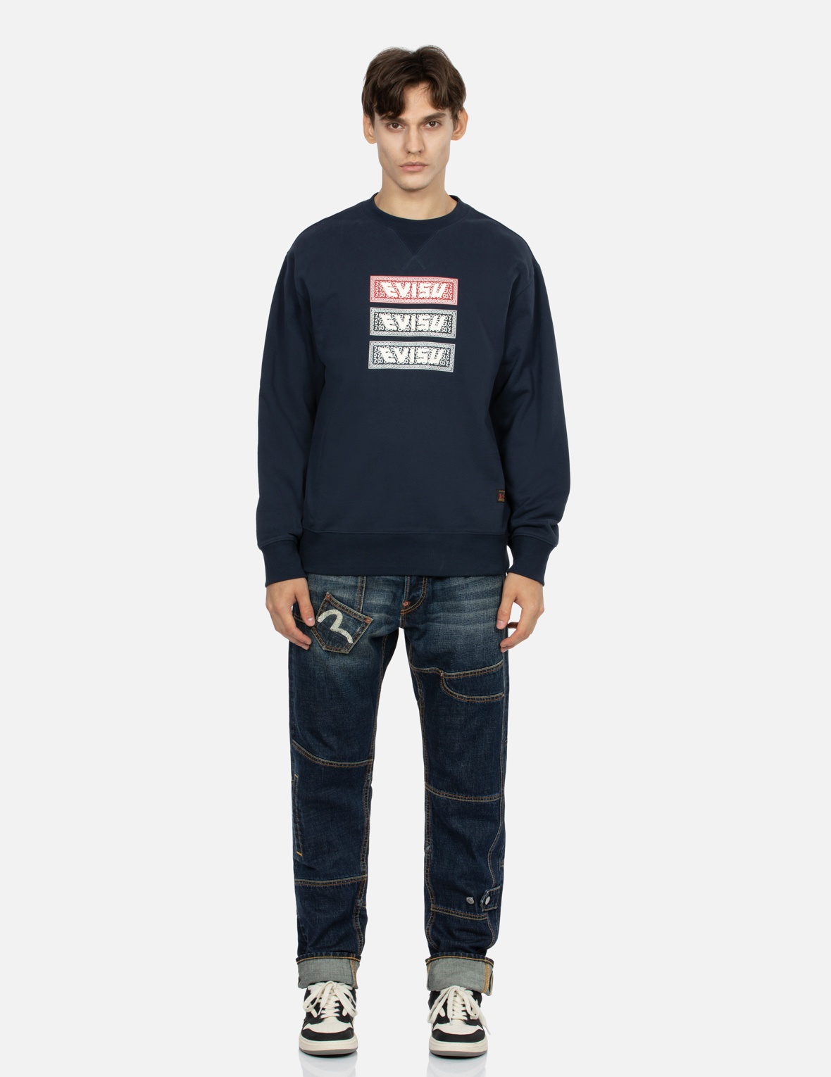 TRIPLE BOX LOGO PRINT RELAX FIT SWEATSHIRT - 5