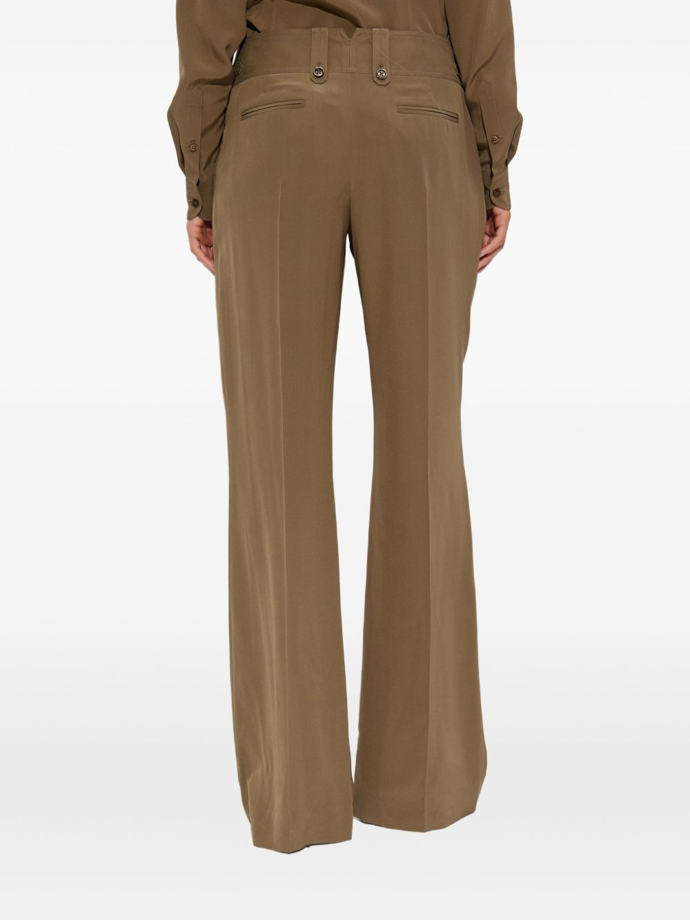 pleated button-fastening trousers - 4
