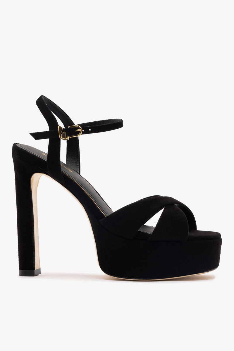 Bianca High Platform Sandal In Black Suede 1