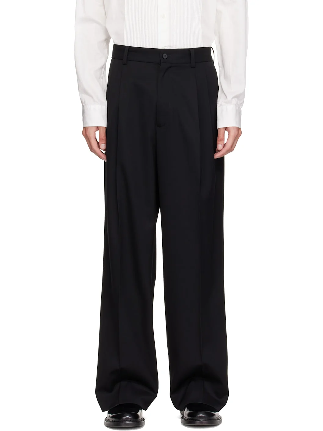 Black Long Wide Trousers - 1