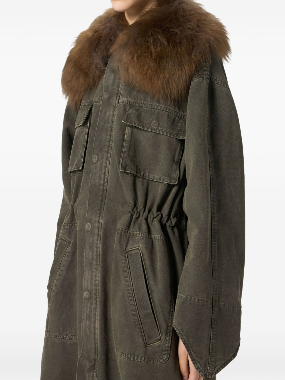 fur-collar parka coat - 5