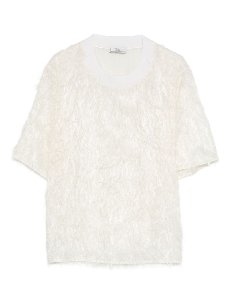 fringed crew-neck T-shirt 1