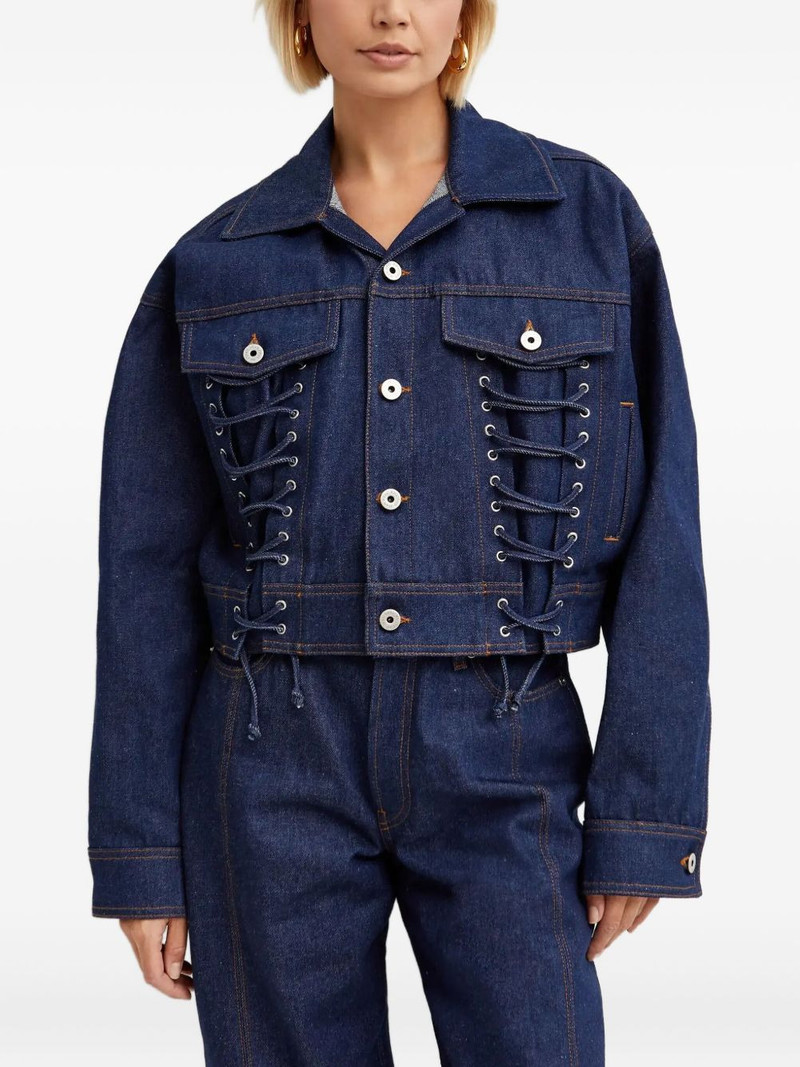 lacing-detail denim jacket 1