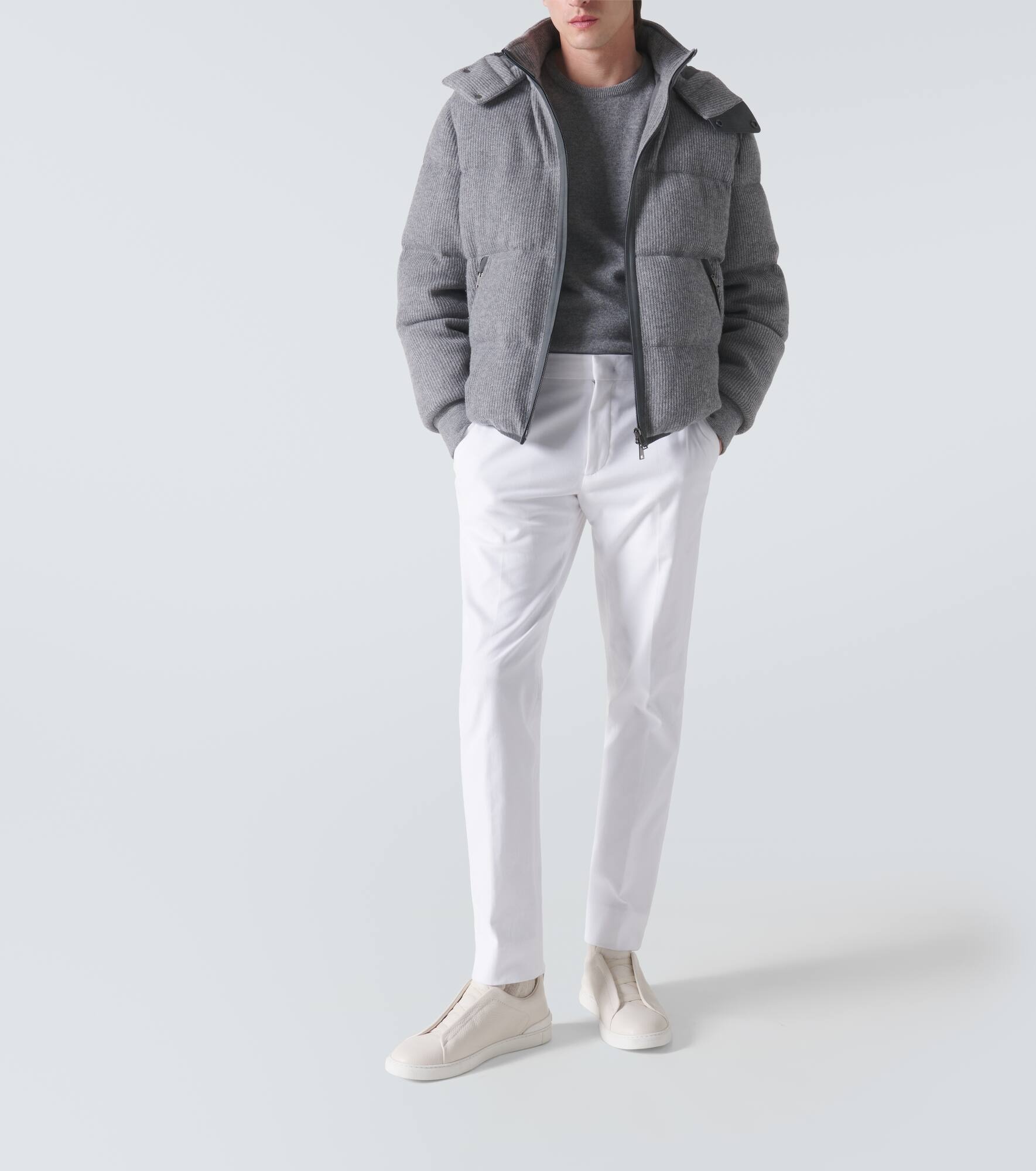 Ribbed-knit cashmere-blend down jacket - 2