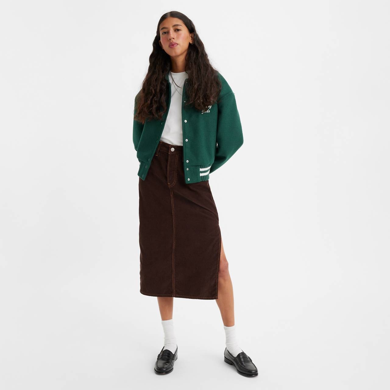 SIDE SLIT CORDUROY SKIRT - 3