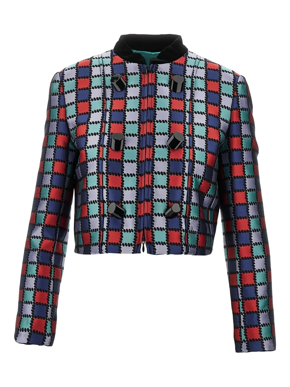 checked button jacket - 1