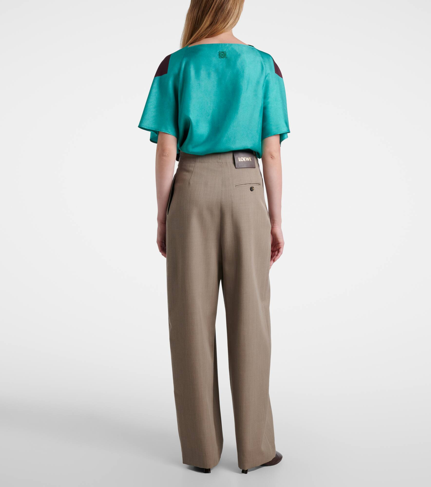 Gathered wool wide-leg pants - 3