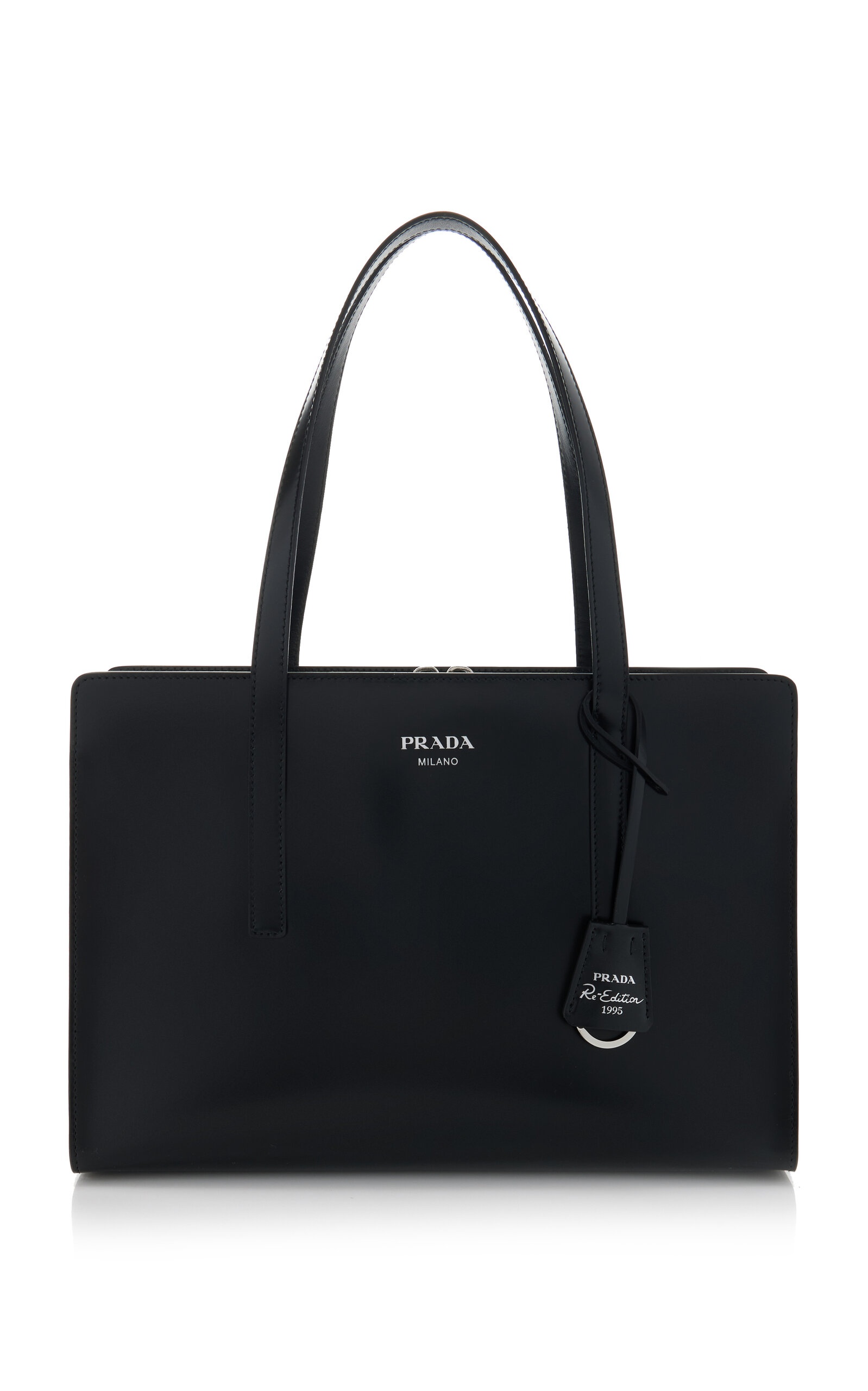 PRADA トートバッグ 直営店 PRADA Re-Nylon xブラッシュドレザー トートバッグ