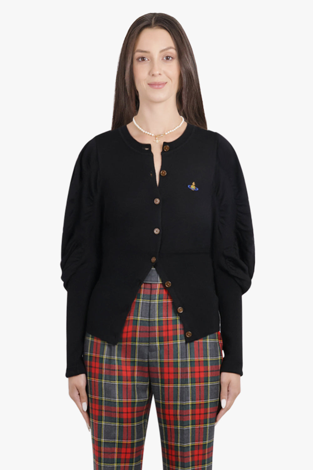 ELI BALLOON SHOULDER KNIT CARDIGAN | BLACK - 4