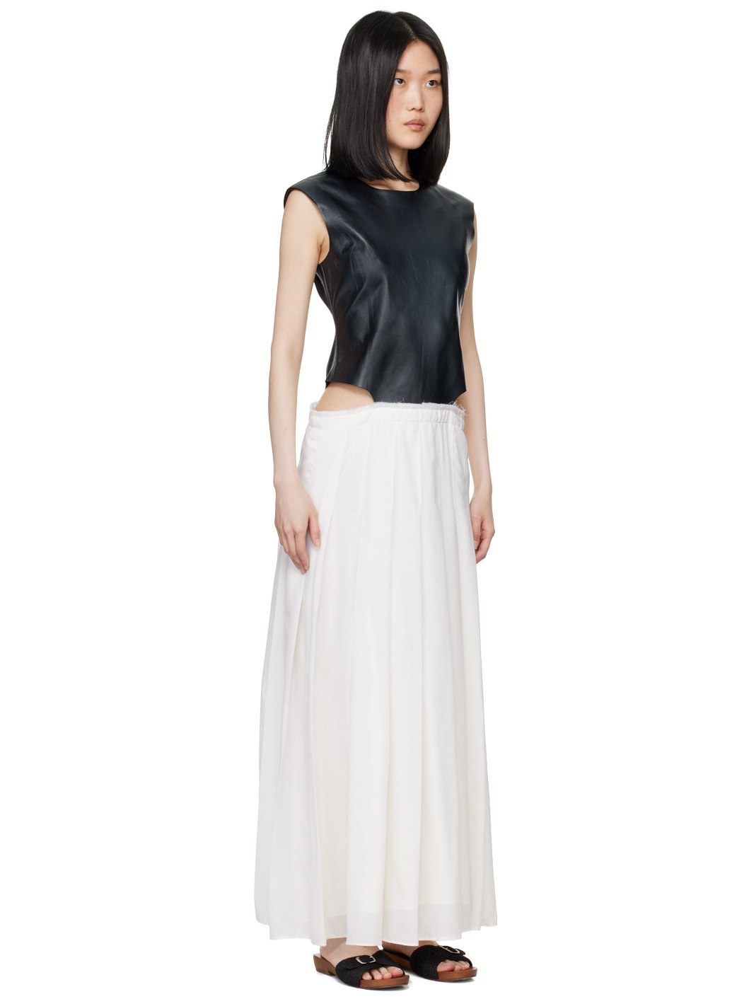 Black & White Mina Leather Maxi Dress - 2