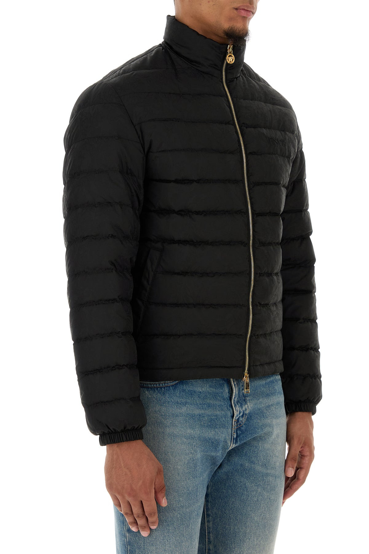 Black nylon down jacket - 3