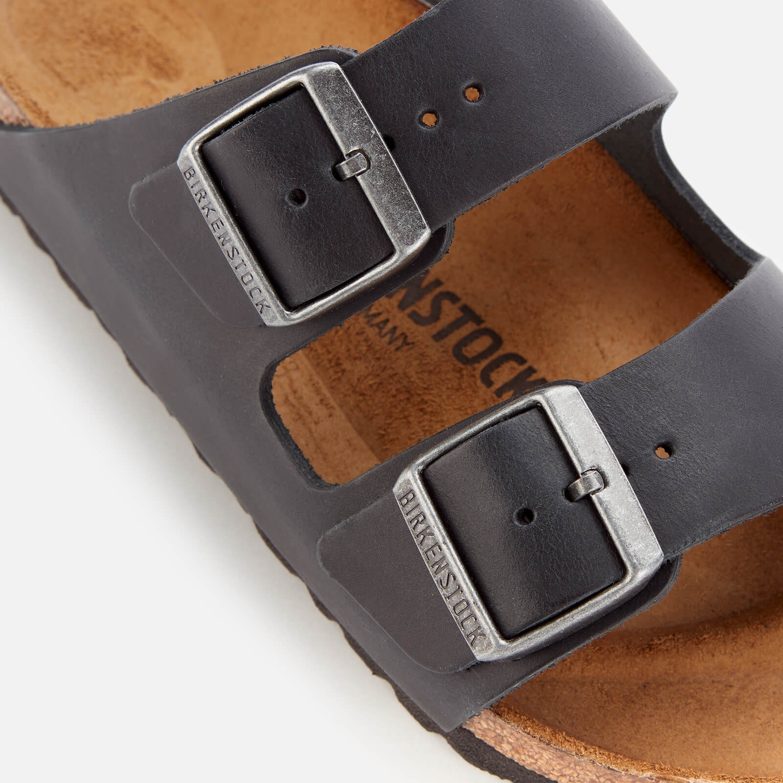 Birkenstock Women's Arizona Slim Fit Oiled Leather Double Strap Sandals - Black - 4