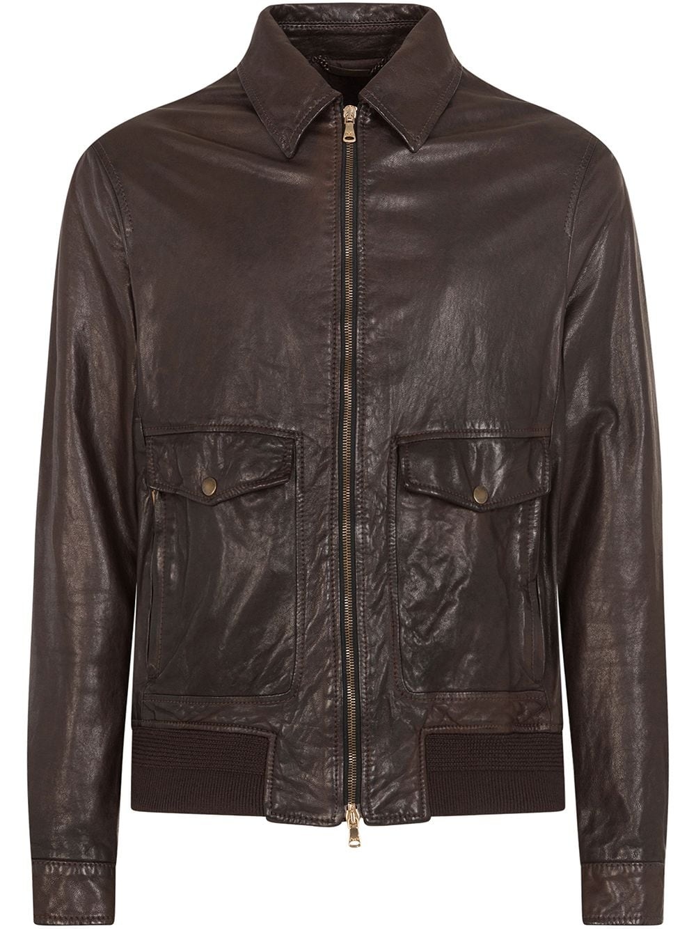 washed leather jacket - 1