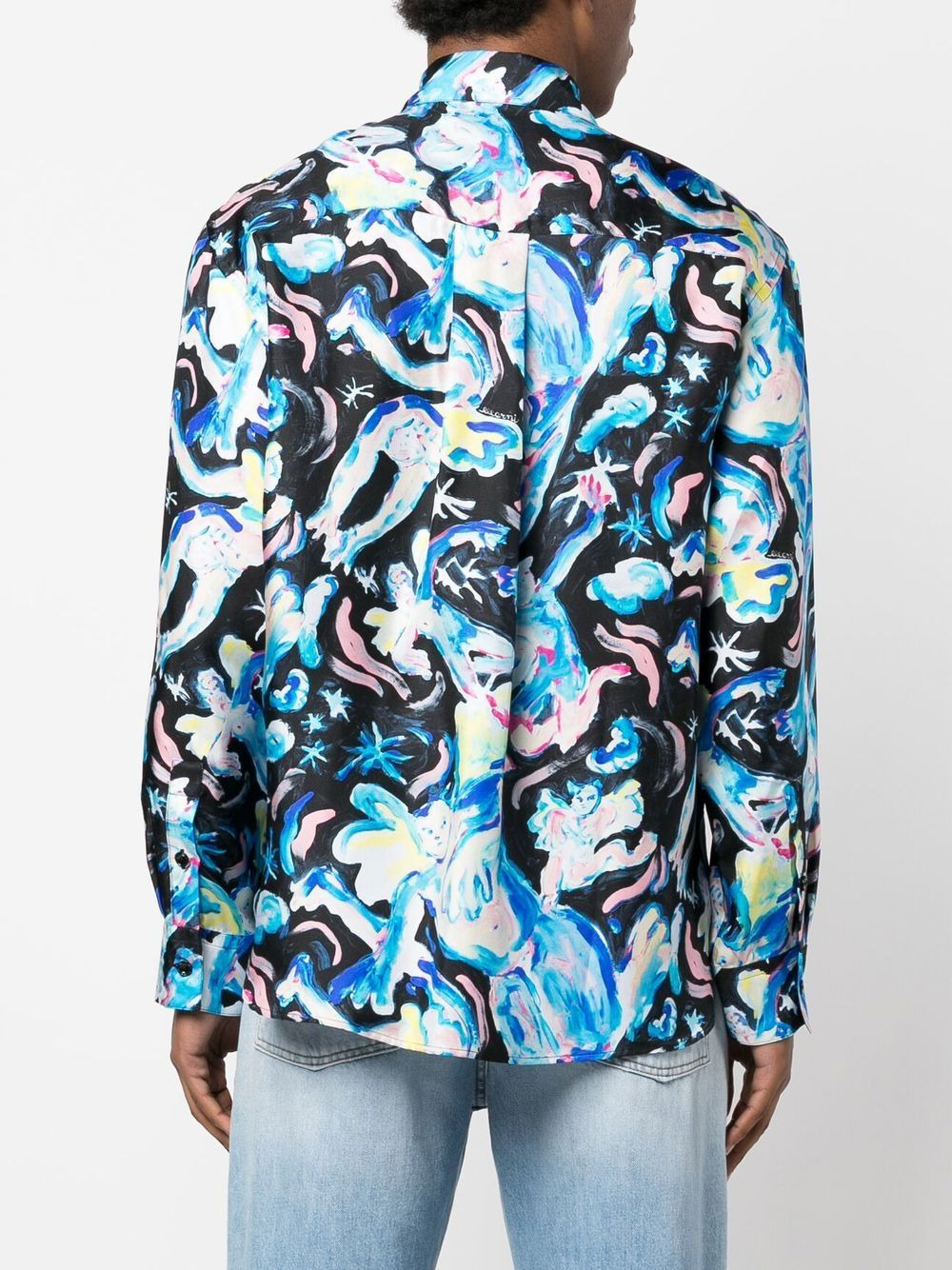 illustration-print silk shirt - 4