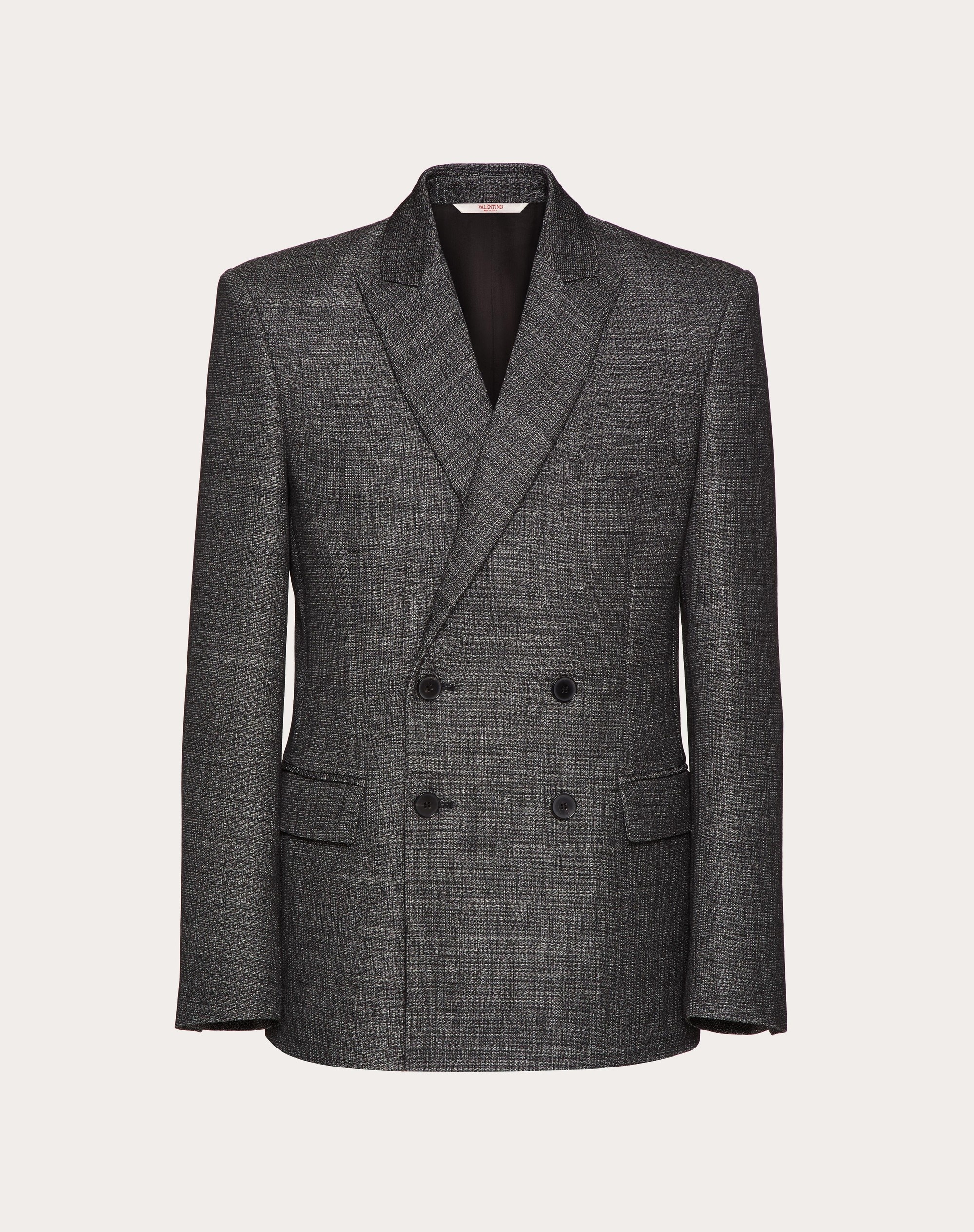 DOUBLE-BREASTED WOOL TWEED JACKET - 1