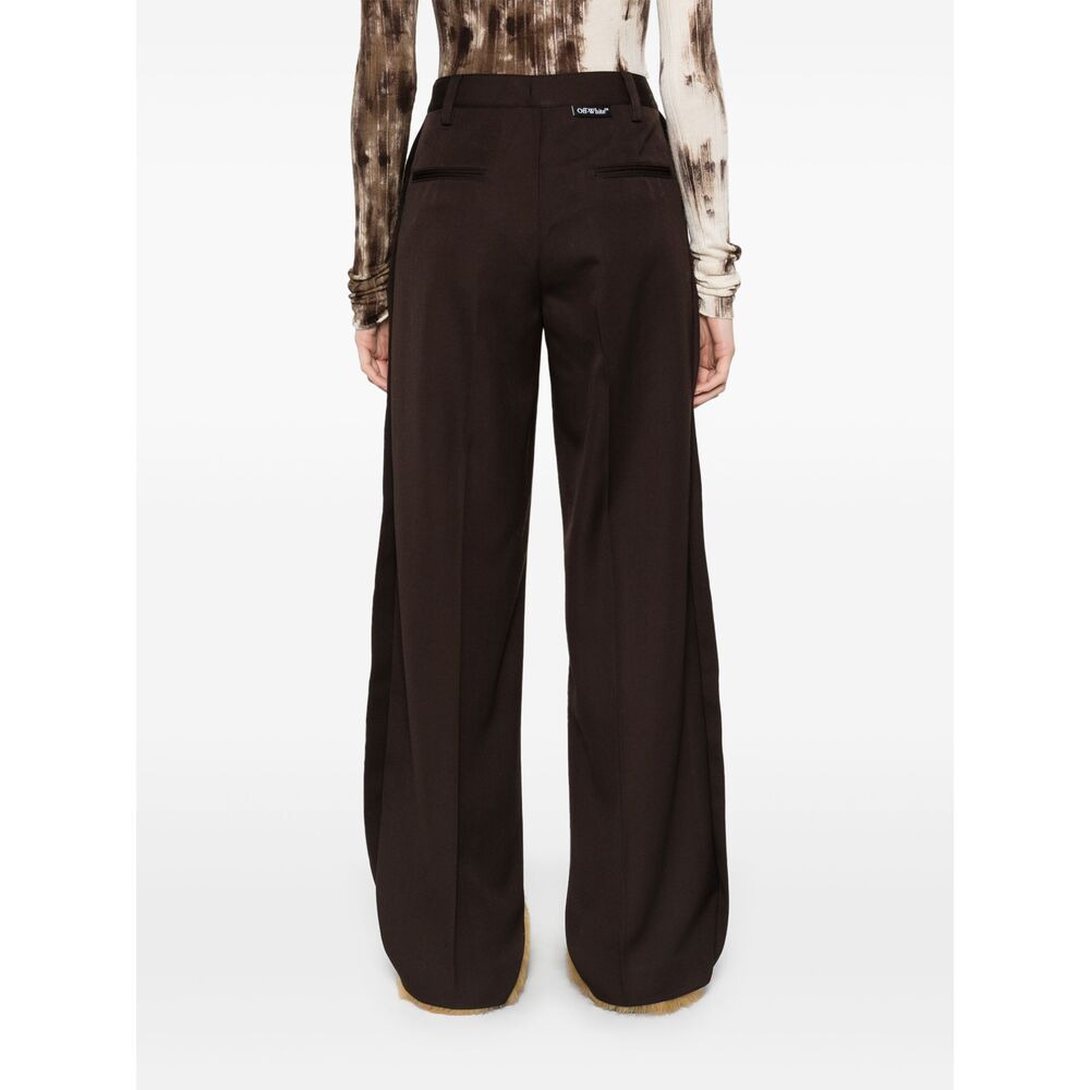 Off-White Brown Trousers - Palazzo Pants Women - 3