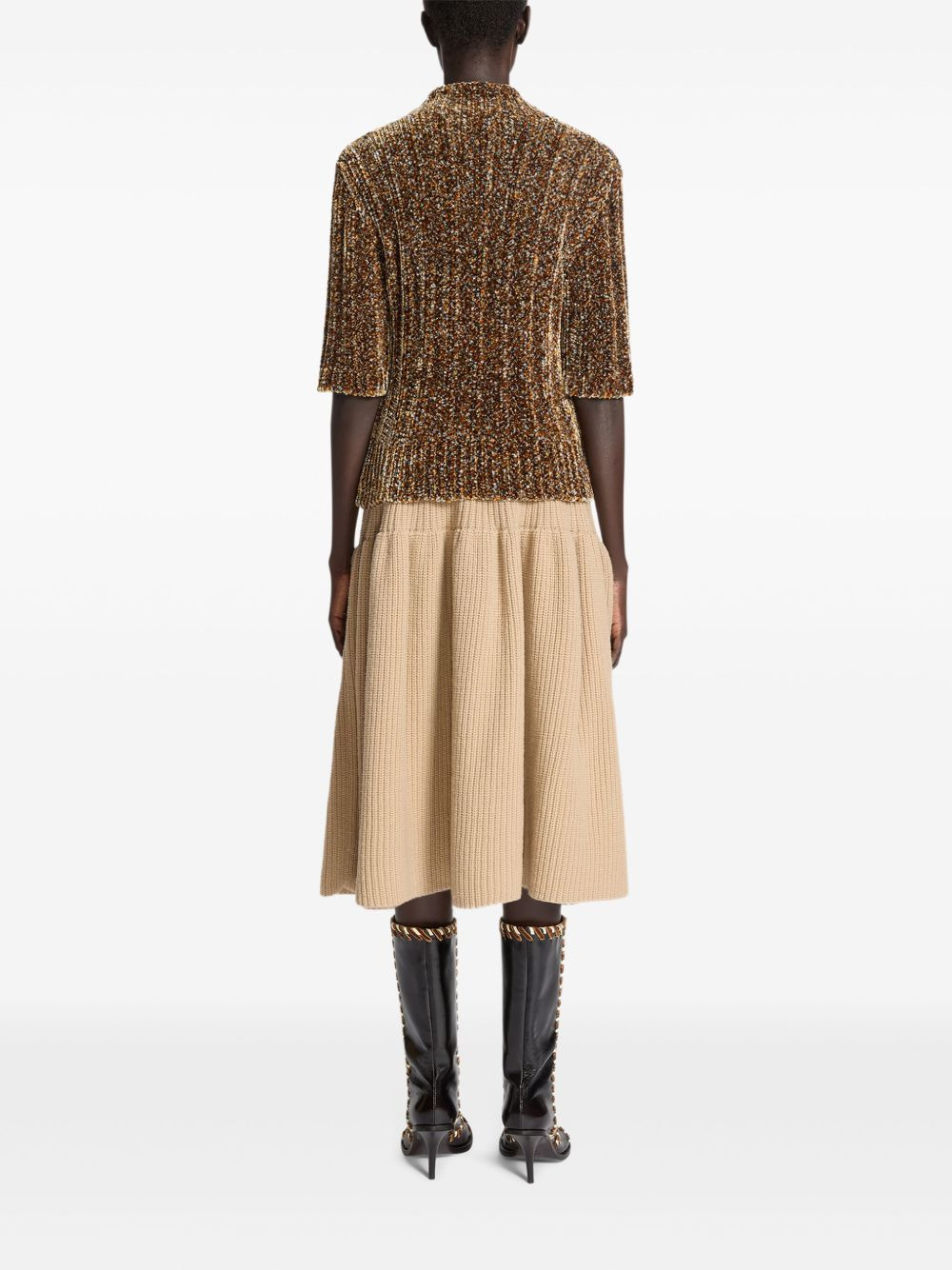 short-sleeved high-neck sweater - 4
