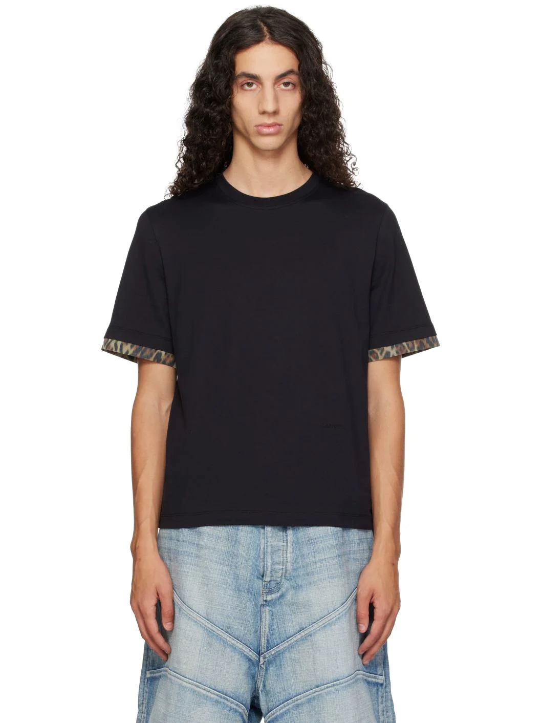 Black Leopard Detail T-shirt - 1