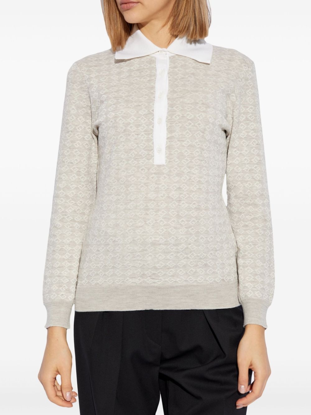 monogram 72 jacquard polo jumper - 3