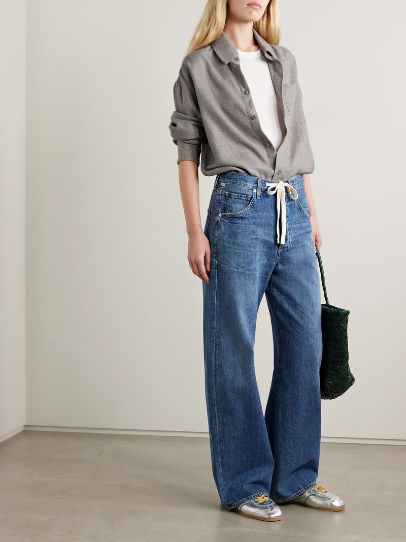 The Elder Statesman Oversized wool and cashmere-blend shirt Silver outlook