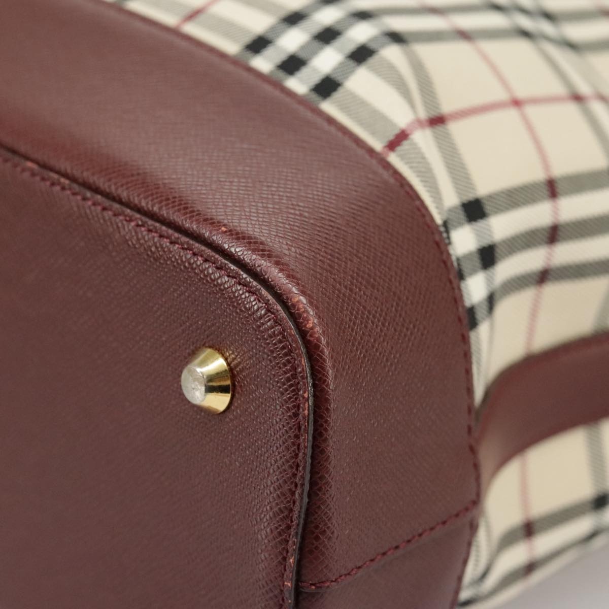 Burberry Nova Check Tote Bag Canvas Beige Red - 11
