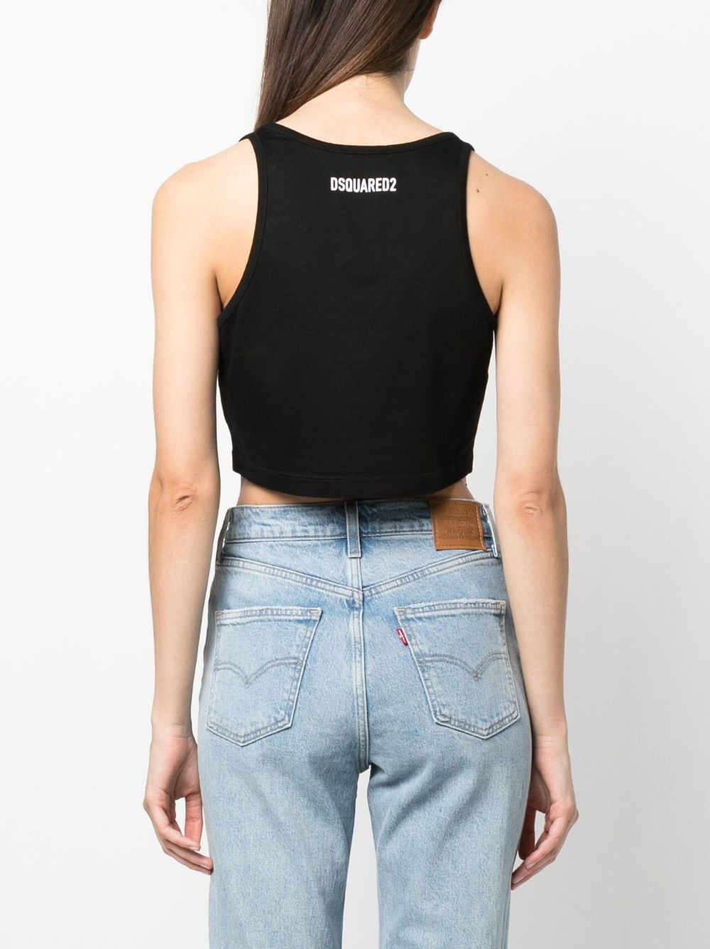 sleeveless logo-embellished crop top - 4