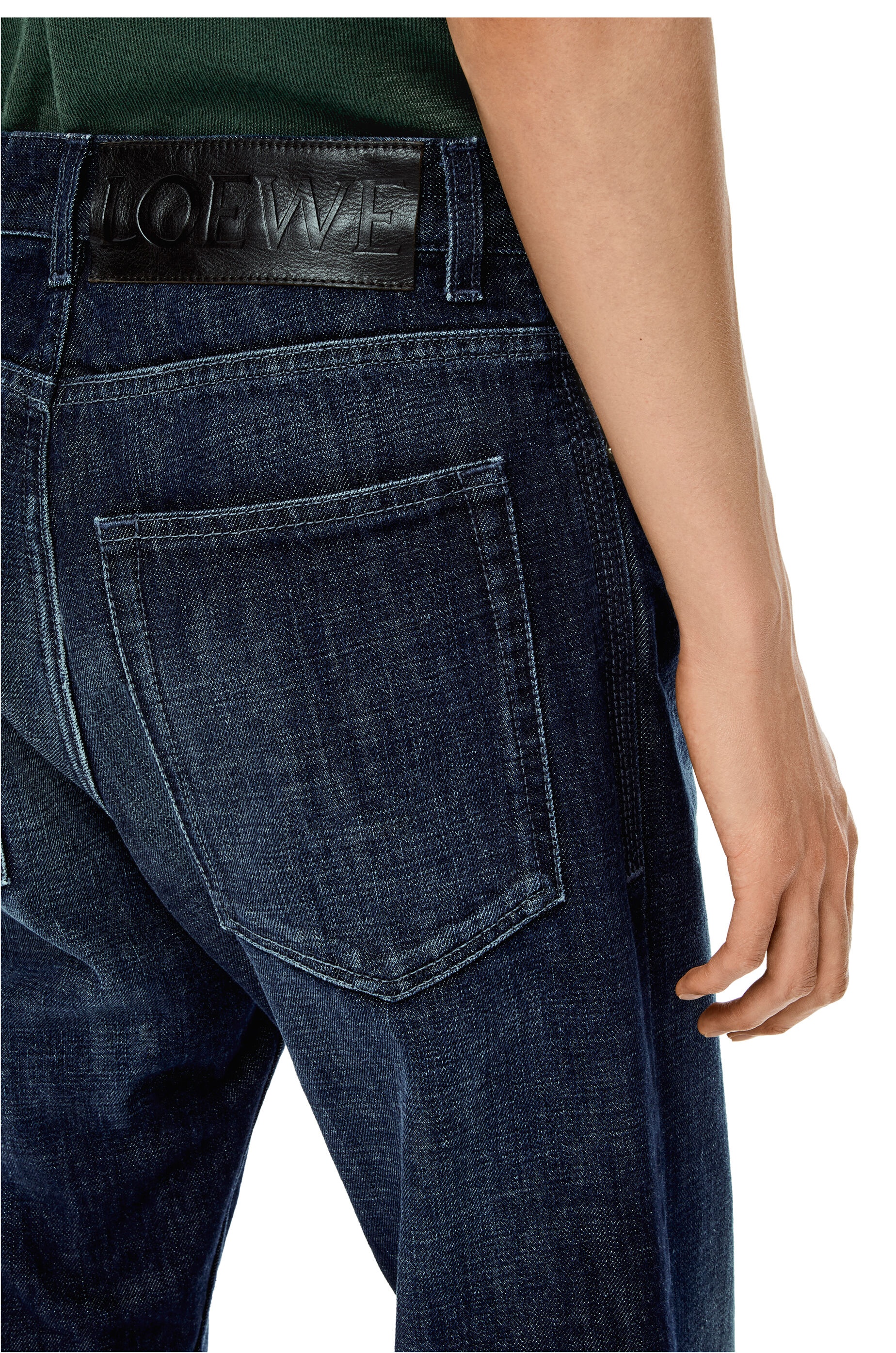 Tapered vintage wash jeans in cotton - 5