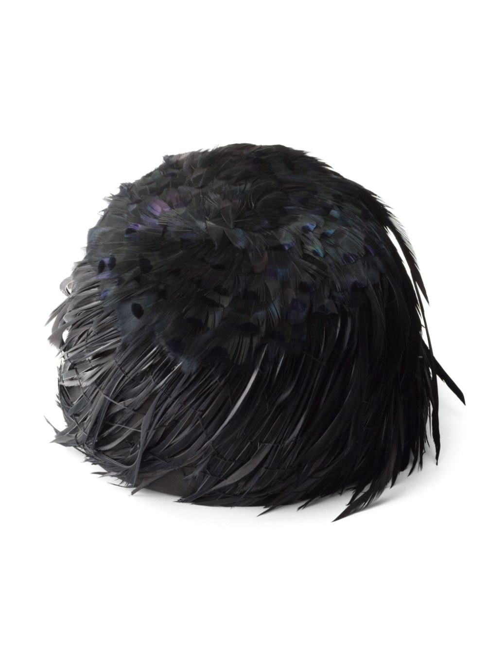 feather-embellished baker boy hat - 2