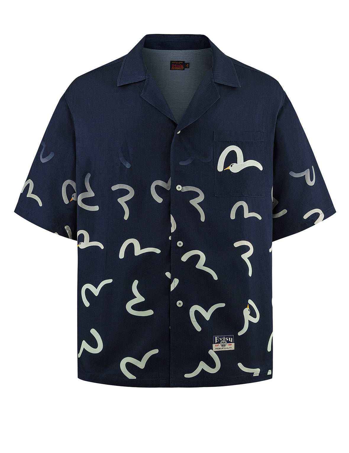 Allover Seagull Print Boxy Short-Sleeve Shirt - 9