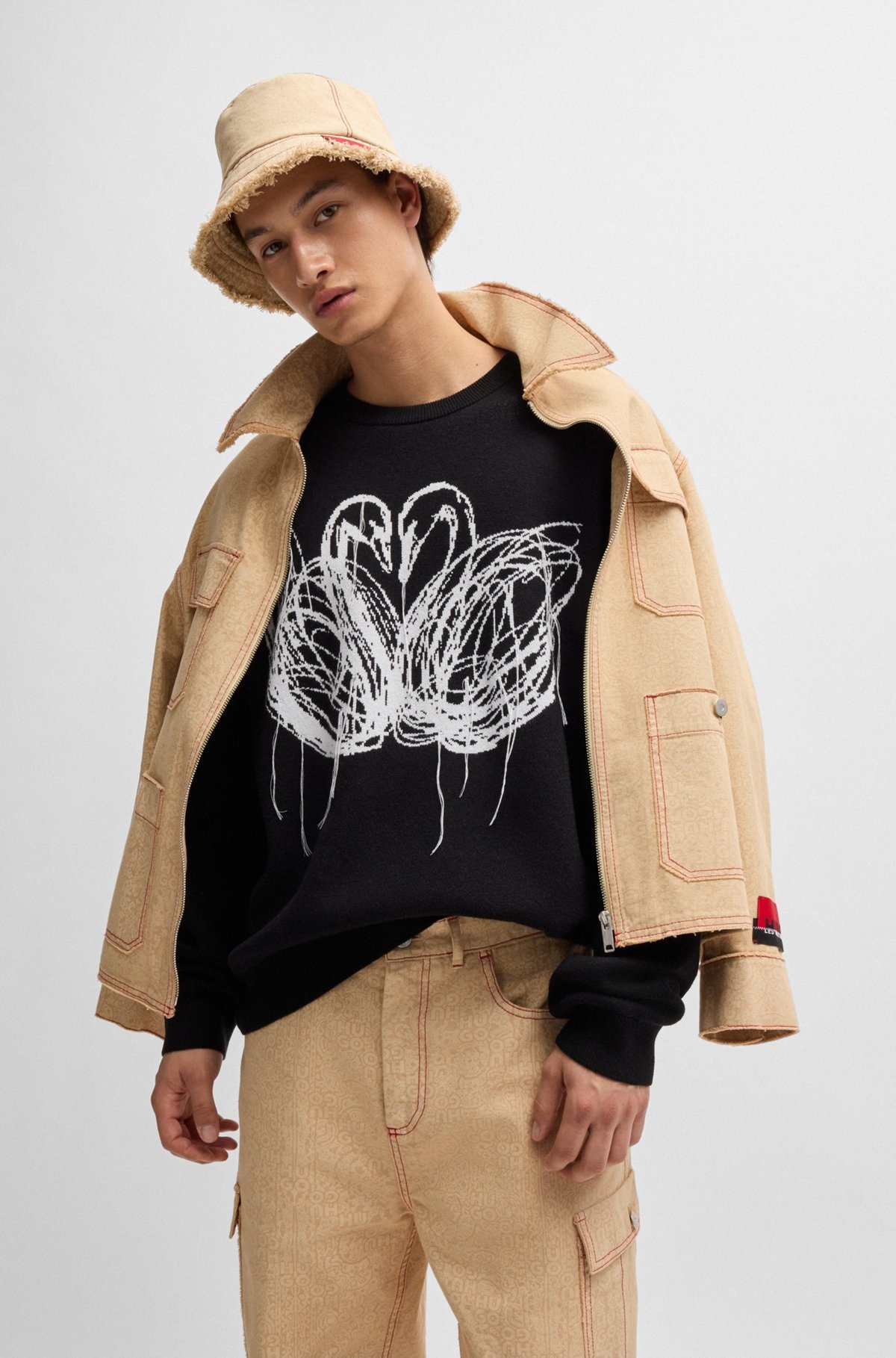 HUGO X LES BENJAMINS BUCKET HAT WITH CO-BRANDED LABEL - 5