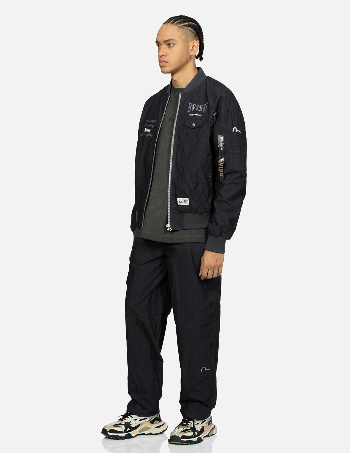 MULTI BRANDING PRINT AND EMBROIDERY LOOSE FIT BOMBER JACKET - 3