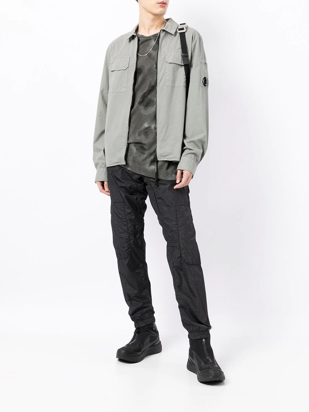 logo-patch zipped cargo shirt - 2