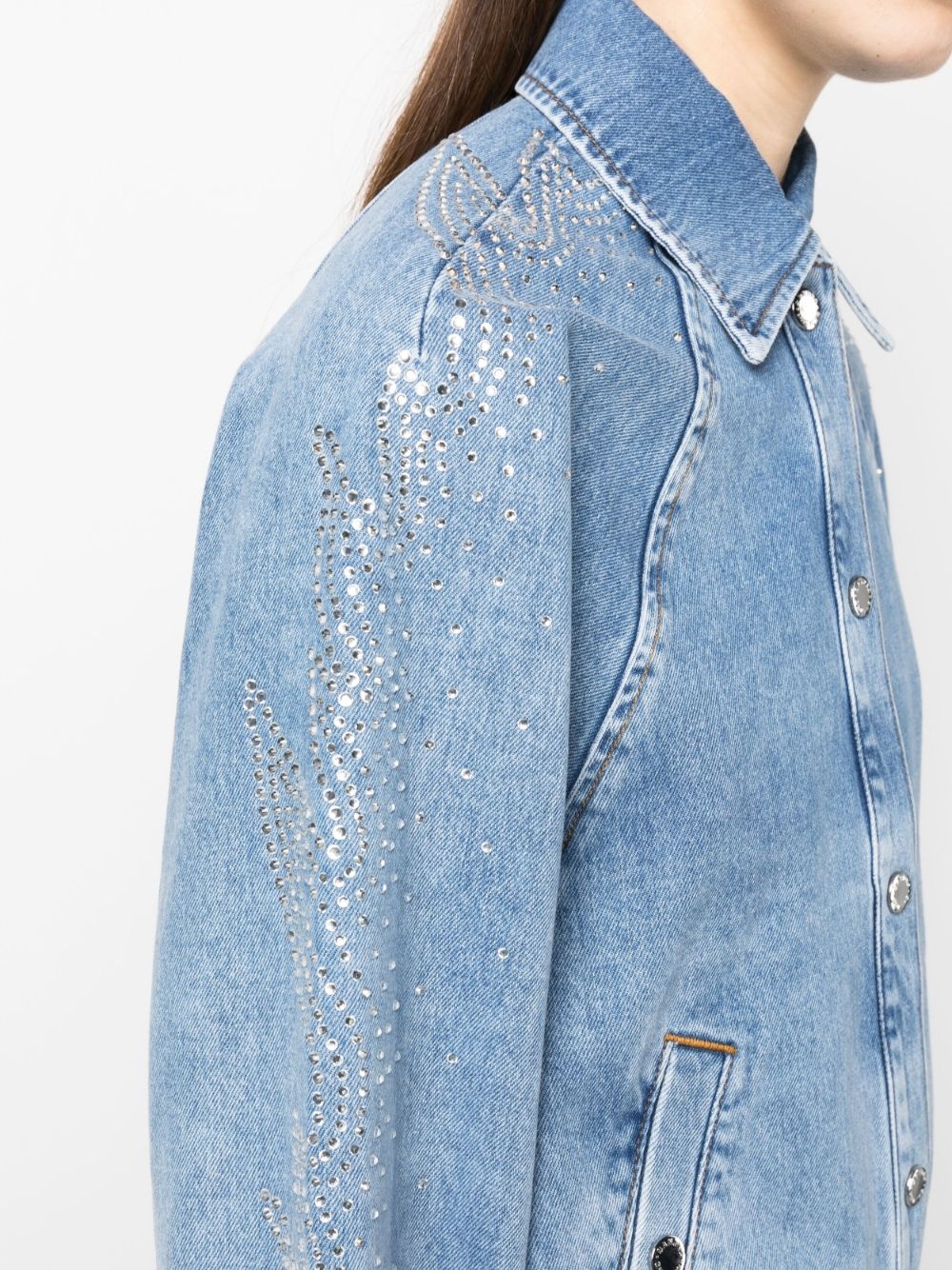 crystal-embellished denim jacket - 5