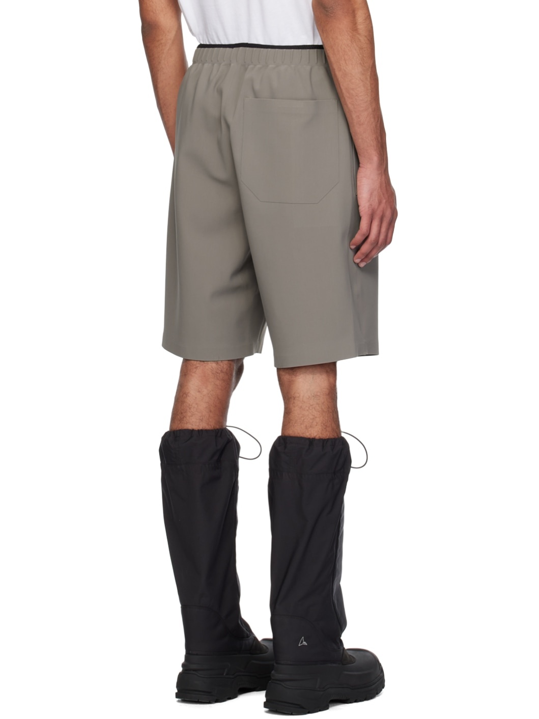 Taupe Taped Bonded Shorts - 3