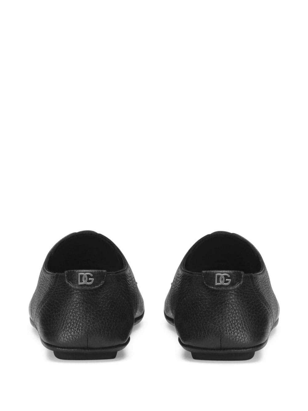 logo-plaque leather derby shoes - 3