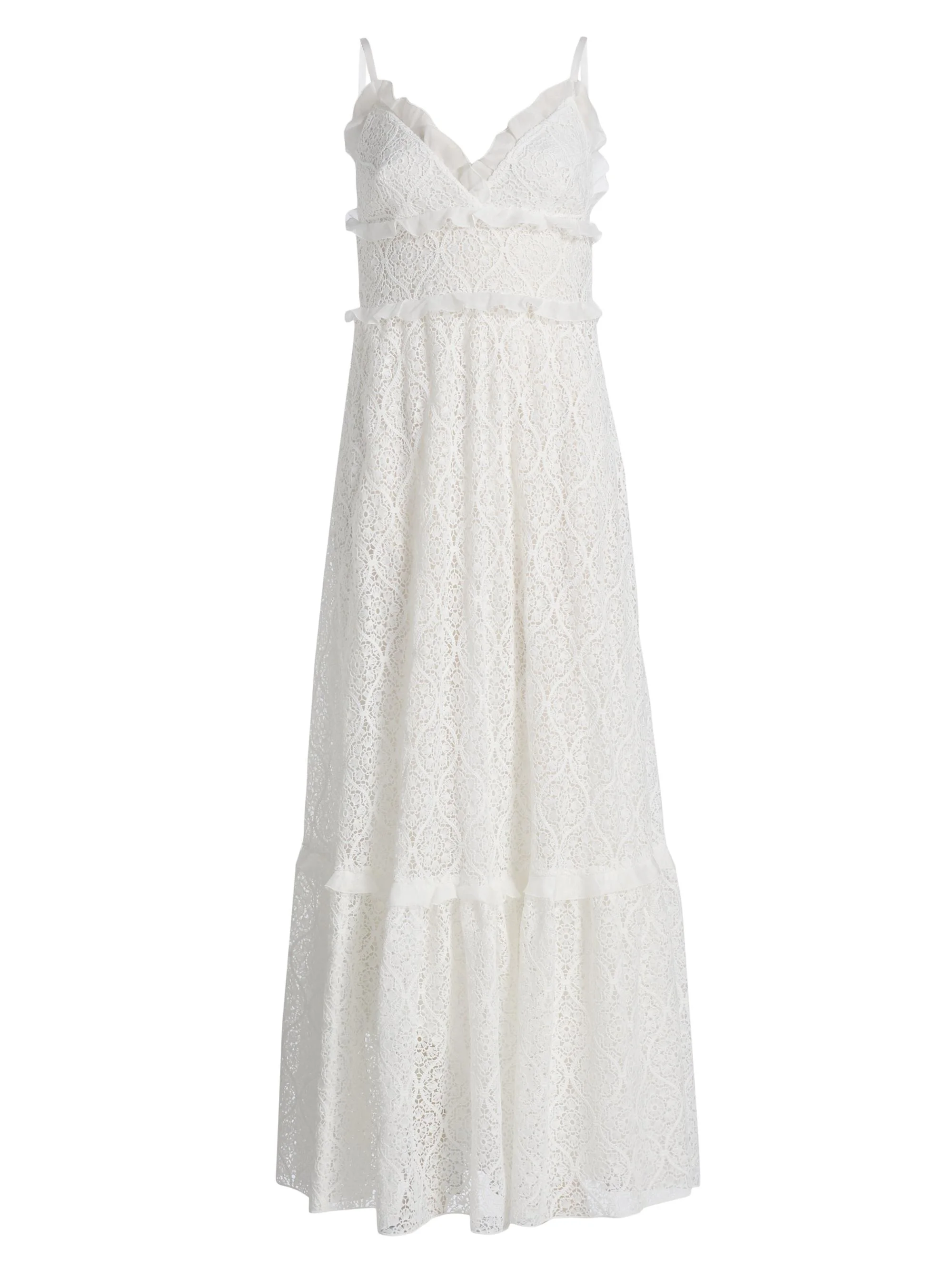 Women's Macramé Lace Ruffle Maxi Dress - Ivory - 1