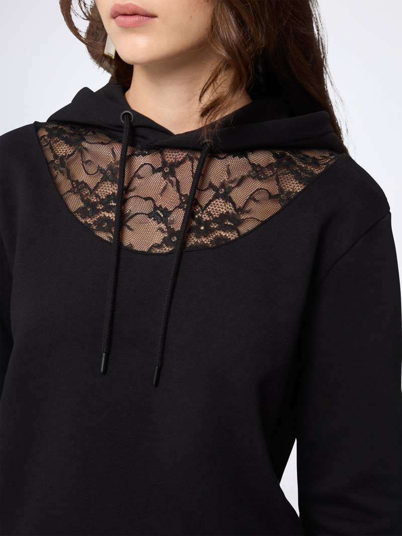 Lace-Insert Fleece Hoodie 3