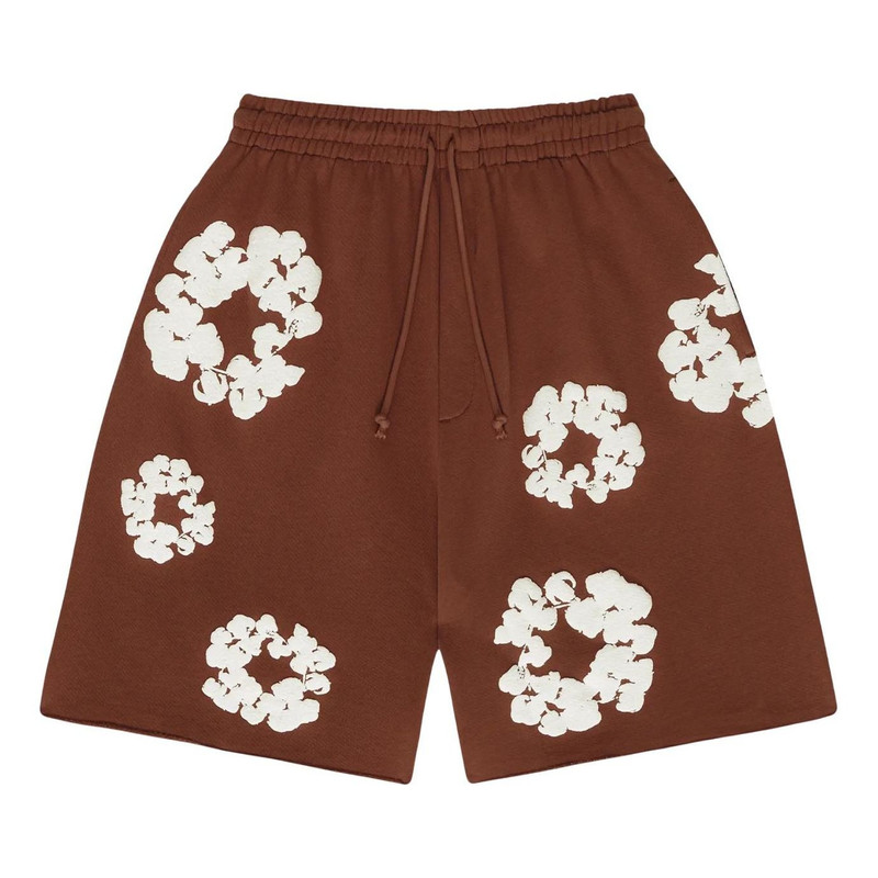 Denim Tears Cotton Wreath Logo Shorts 'Brown White' 402-905-30 1