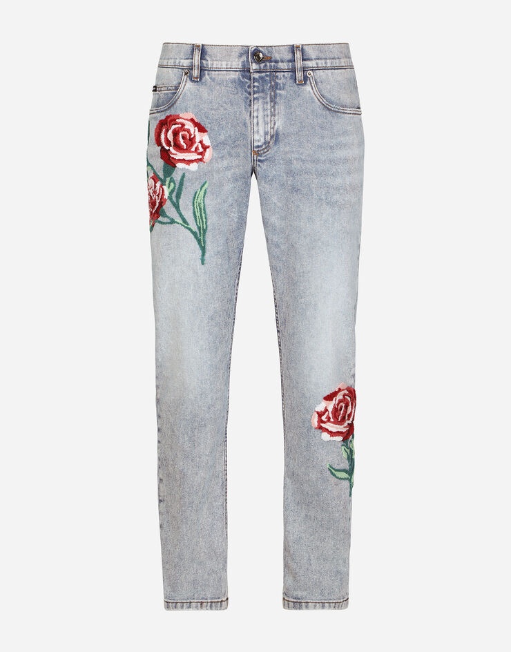 Light blue regular-fit jeans with patch embellishment - 3